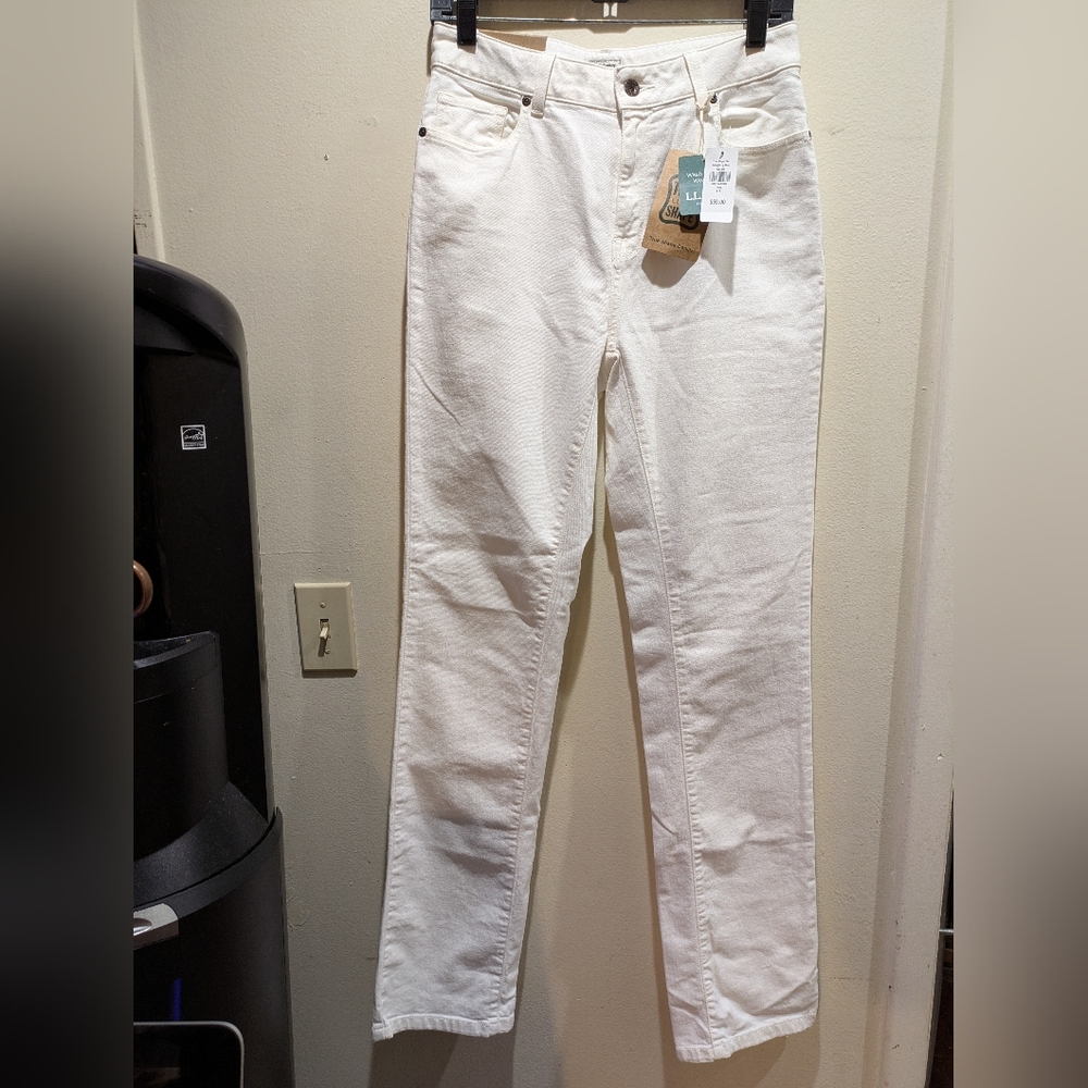 ll Bean Women's White Jeans Size 6 Tall Classic Fit